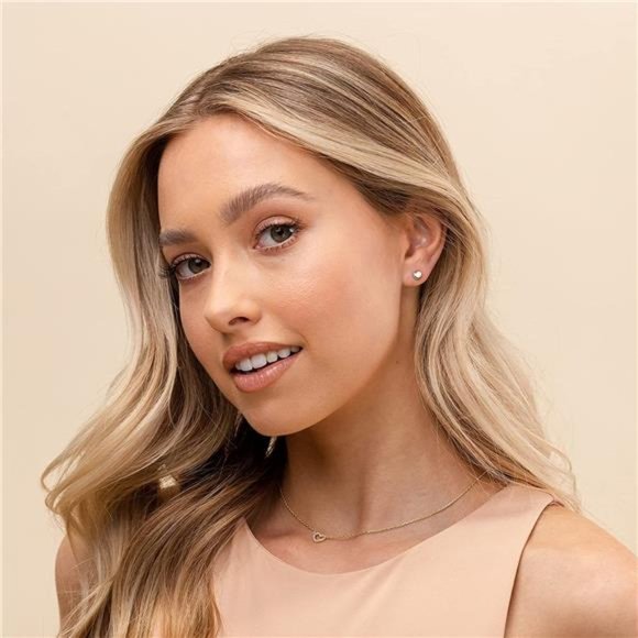 14K Gold Plated Sterling Silver Heart Shaped Cute Dainty Earrings for Women - Picture 2 of 6